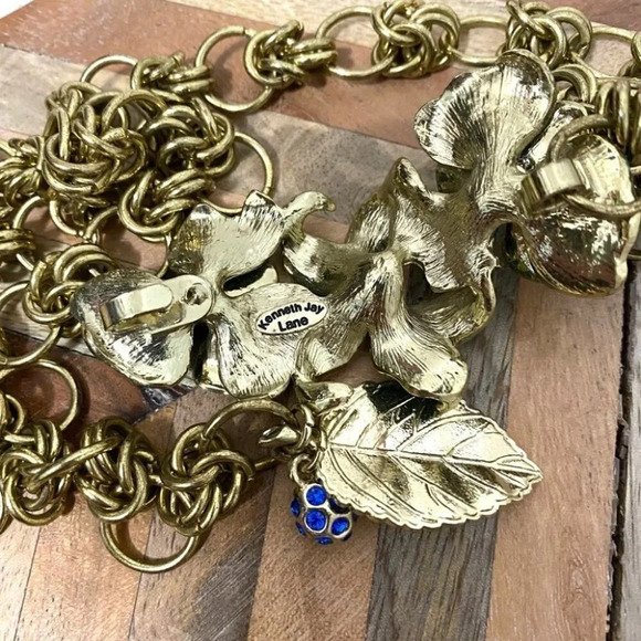 Vintage - Kenneth Jay Lane Rare Collectible Yellow Goldtone Floral Buckle Belt - Picture 5 of 5